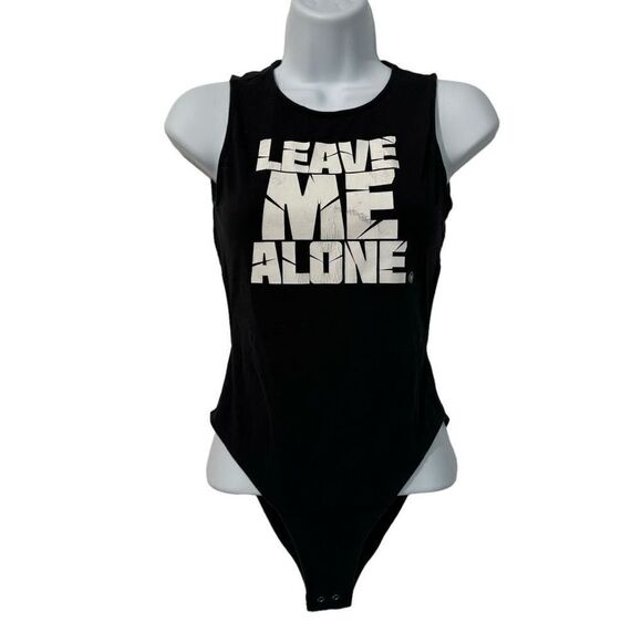Women’s Black Graphic Print Bodysuit Tank Top Small - Picture 1 of 5